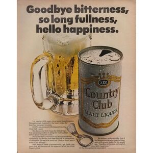 Country Club Malt Liquor Beer Vintage Magazine Print Ad 1970